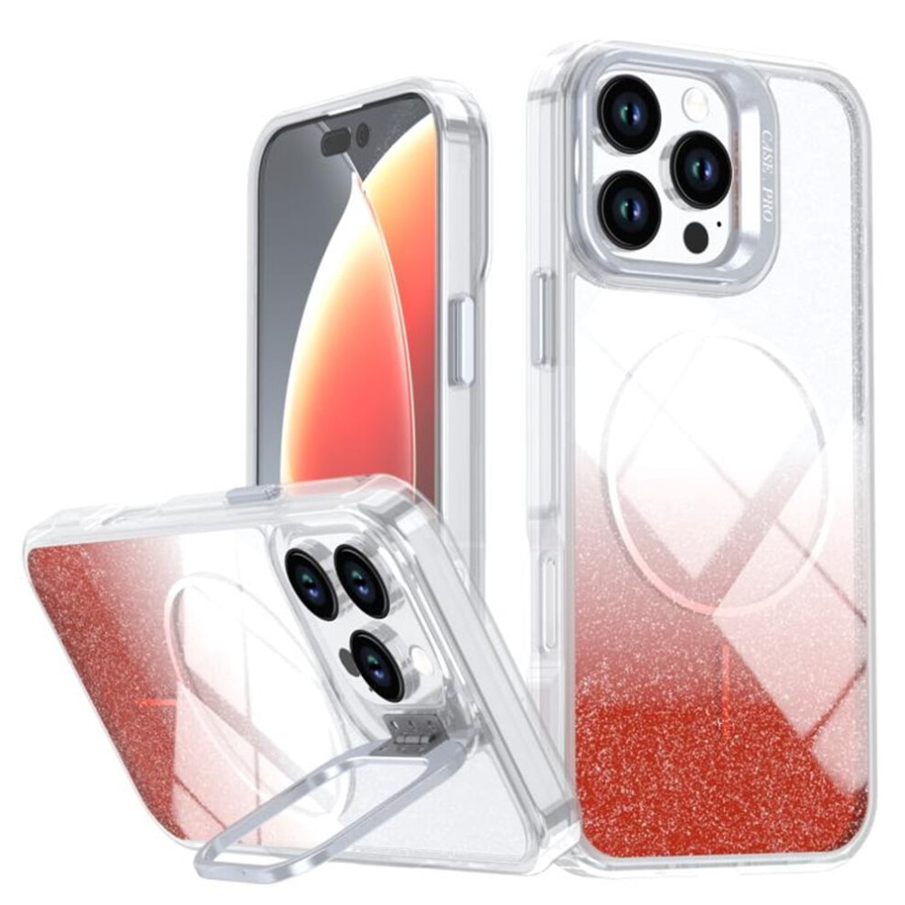 Iphone 15 Pro Max Slim Magnetic Glitter Case Red 974856078578