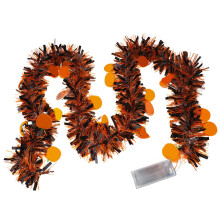 6.5 FT Halloween Twisted Tinsel Garland Battery Powered Sparkling LED Lighted Decor for Party Ghost House Door Wall Ceiling