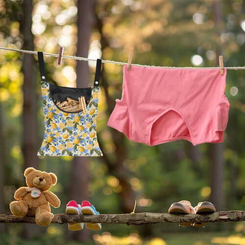 Lemon Clothes Pins with Floral Storage Bag 2 Pcs 2