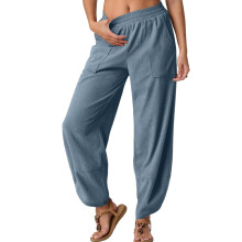 Women's Navy Blue Casual Cropped Pants XL