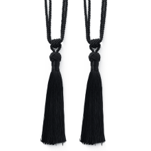 Curtain Tiebacks Handmade Rope with Tassel Black 2 Pack