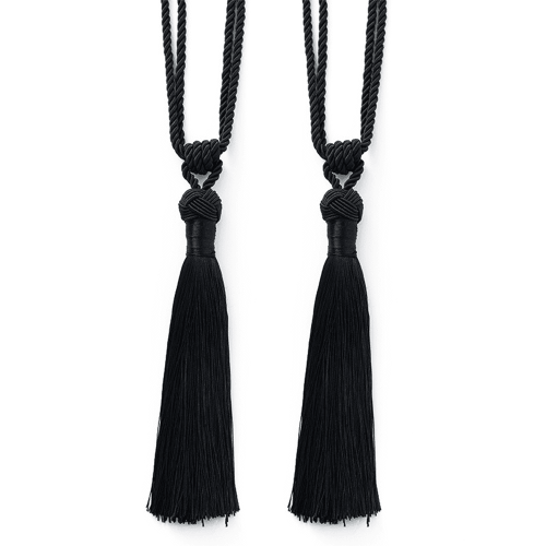 Curtain Tiebacks Handmade Rope with Tassel Black 2 Pack