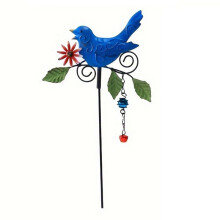 1Pc Metal Bird Garden Stake Metal Bird Wind Chime with Bell Outdoor Decor Christmas Garden Bird Decorations Wind Chime,D