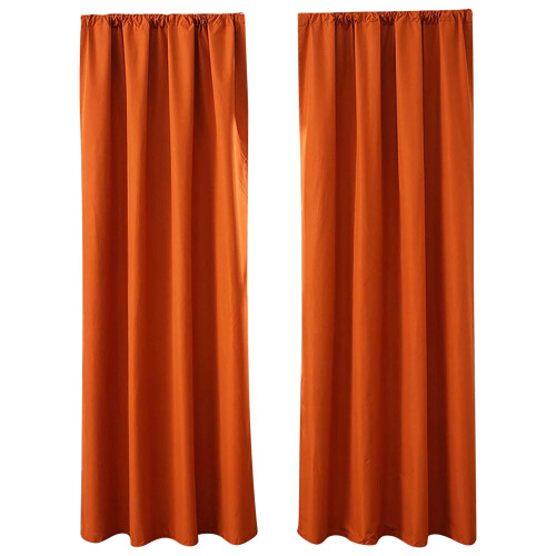 Blackout Curtains for Bedroom Orange Polyester 2 Panels 1