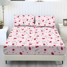 Pink Cherry Flower Queen Bed Sheet Set 3-Piece