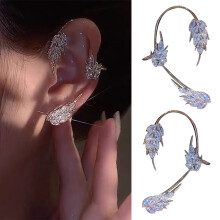 Women's Rhinestone Wheat Ear Cuff Clip-on Jewelry Silver