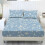 Twin Bedding Set Blue Floral Print 3-Piece 1