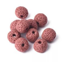 Round Colorful Lava Stone 6mm 8mm 10mm 12mm 14mm 16mm Loose Pelelith Beads Lot-Reddish Brown-16mm 10pcs