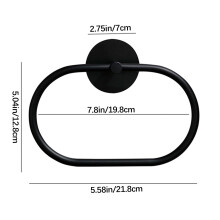 Oval Stainless Steel Towel Ring Without Punching Black Bathroom Towel Rack Hanging Ring Black Towel Rack Towel Holder Bathroom