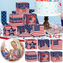 Decorazioni 3D patriottiche per scatole di caramelle e snack in carta per la festa del 4 luglio, Giorno dell'Indipendenza, articoli per feste a tema
