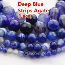 1 Strang runde Naturstein-Edelsteinperlen 4 mm 6 mm 8 mm 10 mm 12 mm - Tiefblauer Spitzenachat - 4 mm (90–93 Stück)