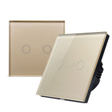 2-Gang 1-Way Touch Switch AC100-240V LED Backlight Tempered