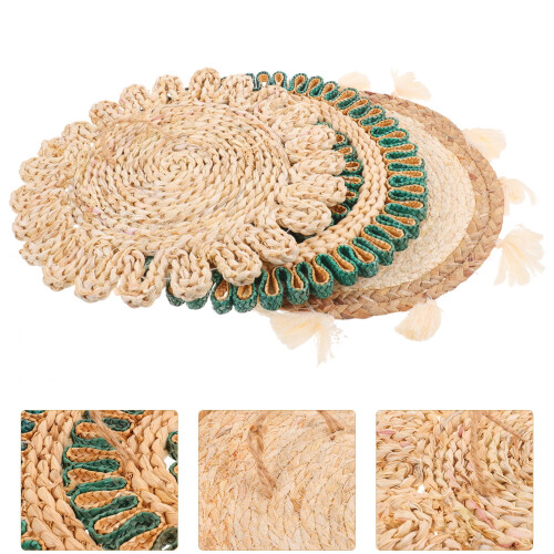 Grass Woven Wall Mat Decor 15x15x0.1 in 3 pcs
