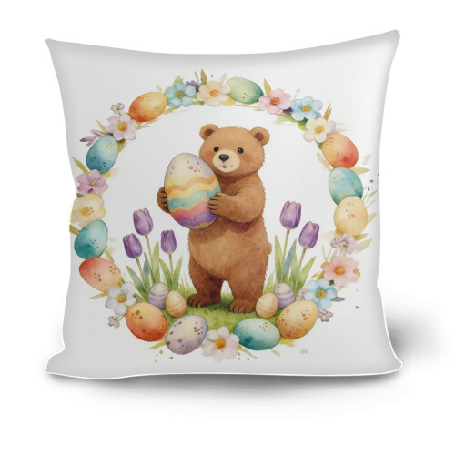 Easter Eggs Pillow Covers Spring Rabbit Tulip Design 18x18