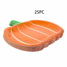 7-Inch Disposable Pumpkin Paper Plates, 25 Pcs, Halloween Dessert Plates & Decor – Compatible with Halloween themes