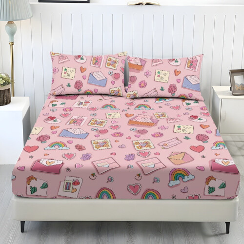 Love Letter Full Bed Sheet Set Cooling Easy Care 3-Piece