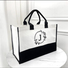 Under $10 Reusable Shopping Bags Large Capacity Washable Eco-Friendly Grocery Bags Supermarket Bag Tote Bag,Canvas,J