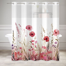 Mizhona Farmhouse Plants Hookless Shower Curtain with Snap in Liner，No Hooks Fabric Bath Curtain,71" 86"