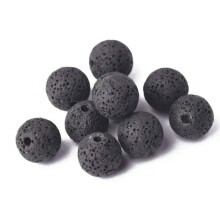 Round Colorful Lava Stone 6mm 8mm 10mm 12mm 14mm 16mm Loose Pelelith Beads Lot-Black-14mm 10pcs