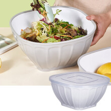 Clearance Square Plastic Bowl with Lid – Large, Stackable, for Meal Prep & Food Storage