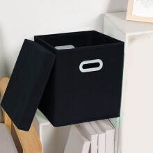 Foldable Fabric Storage Box with Lid, Cloth Cube Drawer Organizer 11"x11"x11" Collapsible Storage Bin for Closet Shelf Home Office Car Organization