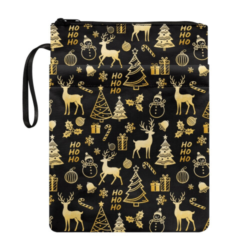 Christmas Theme Book Protector Book Storage Bag Polyester Fabric Handle Reusable with Pocket Storage & Portability