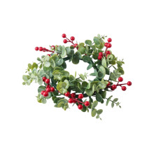 Christmas Candle Rings Wreaths with Red Berries & Pine Cones – Pillar Candles, Front Door, Window, Chair, Table Centerpieces Decor