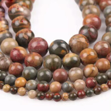 38 cm lange streng natuurstenen edelstenen ronde kralen 4mm 6mm 8mm 10mm 12mm - Rode Picasso-steen - 12mm