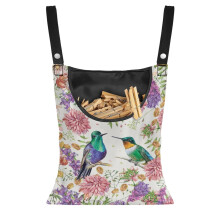 Sac de rangement pour pinces à linge à motif colibri fleuri avec boutons-pression – Organisateur suspendu pour pinces à linge, compatible avec