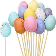Tupukom 6pcs Easter Decor: Faux Foam Eggs, Pastel Speckled Stems for Baskets, Bouquets, Centerpieces – Compatible with Easter Displays