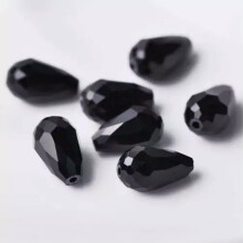 Tropfenförmige, facettierte Kristallglasperlen, lose, 5x3, 7x5, 12x8, 15x10, 18x12 mm - 102# Schwarz - 7x5 mm (50 Stück)
