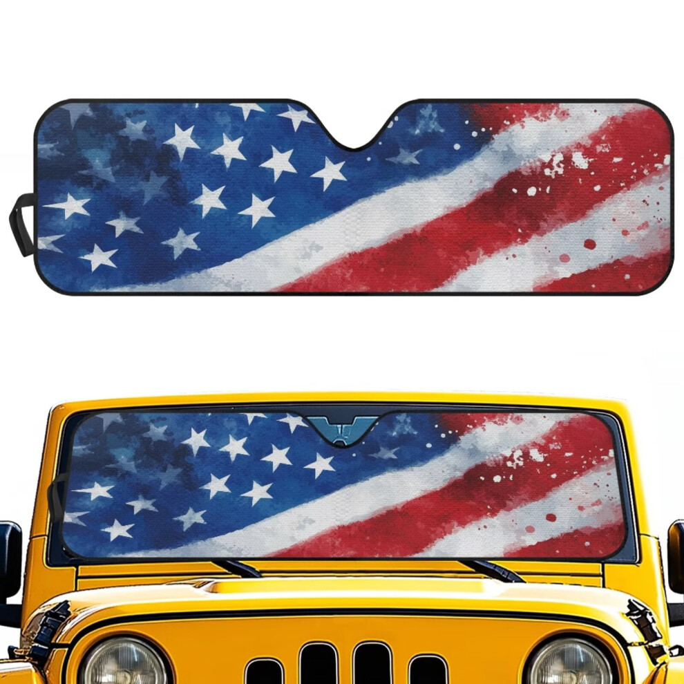 American Flag Windshield Sun Shade For Jeep Wrangler Jl/4Xe 9066521644377