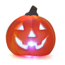 Mini Halloween Pumpkin Lantern, 4" with Colorful LED Lights – Desk, Table, Garden, Indoor/Outdoor Decor – Orange – Compatible with Halloween