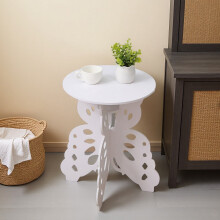 White End Table Round Small Nightstand for Indoor Outdoor