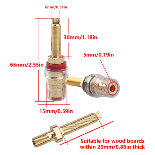 FEAMOS Clear Crystal Binding Post Pair for Amplifier 2