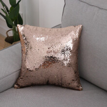 Sequin Throw Pillow Gold Room Decor 15.75 x 15.75 Inches
