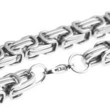 Heavy Silver Byzantine Chain Necklace Stainless Steel 22