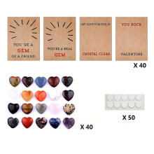 Valentines Day Gifts for Classroom Exchange - 40 Pack Cards with Heart Shape Gemstones Rocks, Perfect for Boys Girls School Party Favor Collections