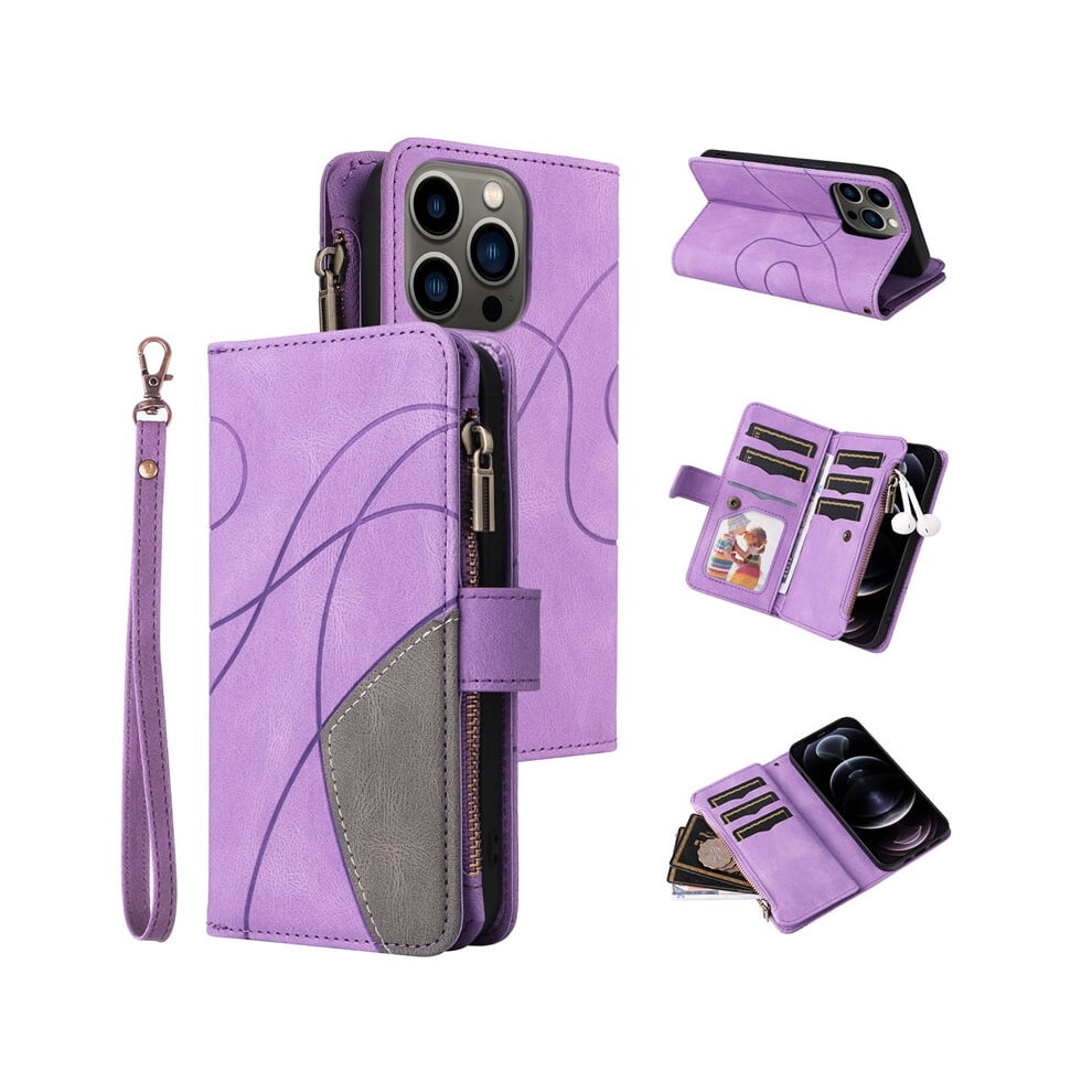 Iphone 12 Wallet Case Pu Leather 9-Card Holder Purple 913211571323