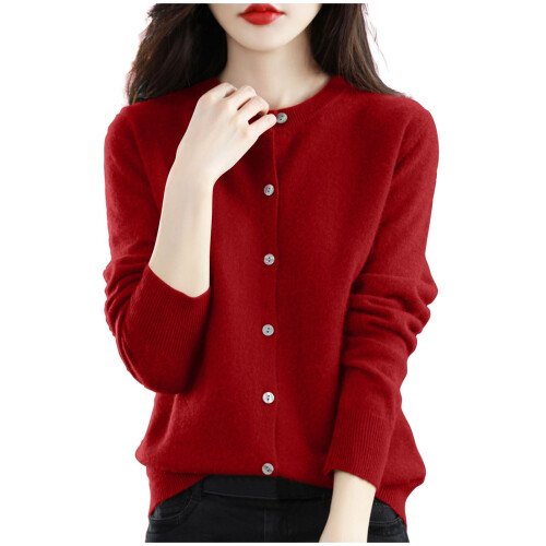 Women's Solid Color Knitted Cardigan Sweater Long Sleeve