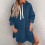 Women's solid color hooded sweatshirt fleece pullover 2