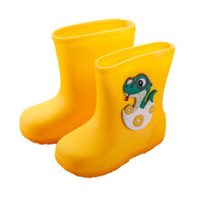 Kids Rain Boots Cartoon Print PVC Non-Slip Yellow Size 4-5