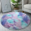 Round Floor Mat Blue Purple Rainbow Design Soft Plush Rug 6