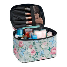 Portable Travel Makeup Bag Butterfly Rose 8.86 x 6.5 x 5.9