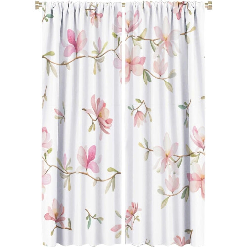 Flower Curtains Watercolor Pink Peach Blossom Pattern