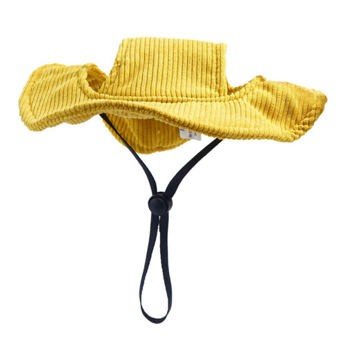 Dog Hat Sun Protection Adjustable Drawstring Yellow