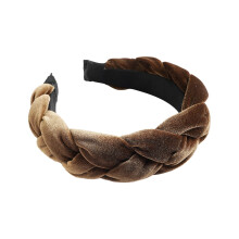 Non-Slip Braided Wide Vintage Padded Headband Brown