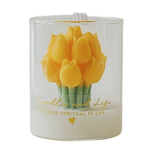 Tulips Candle Set, Mini Tulips Bud Cup Candles in Gift Box, Romantic Mother's Day Favor for Mom and Table Setting Yellow