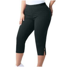 Women's Dark Gray Capris Stretch Yoga Pants 3XL