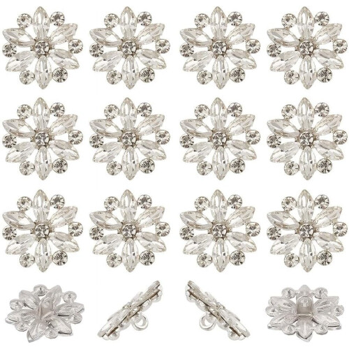 Clear Rhinestone Flower Buttons 20mm 30 pcs